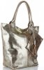 Kožené kabelka shopper bag Vittoria Gotti stříbrná V6141
